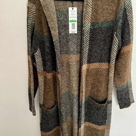 Joseph A. Plaid long Cardigan. NWT. Large - Picture 3 of 6